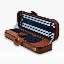 Load image into Gallery viewer, Negri Diplomat Wooden Viola Case Cognac Brown Leather and Navy Blue
