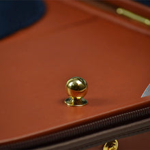 Load image into Gallery viewer, Negri Diplomat Wooden Viola Case Cognac Brown Leather and Navy Blue
