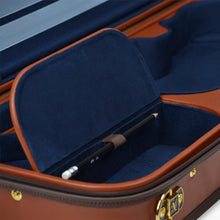 Load image into Gallery viewer, Negri Diplomat Wooden Viola Case Cognac Brown Leather and Navy Blue
