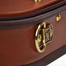 Load image into Gallery viewer, Negri Diplomat Wooden Viola Case Cognac Brown Leather and Navy Blue
